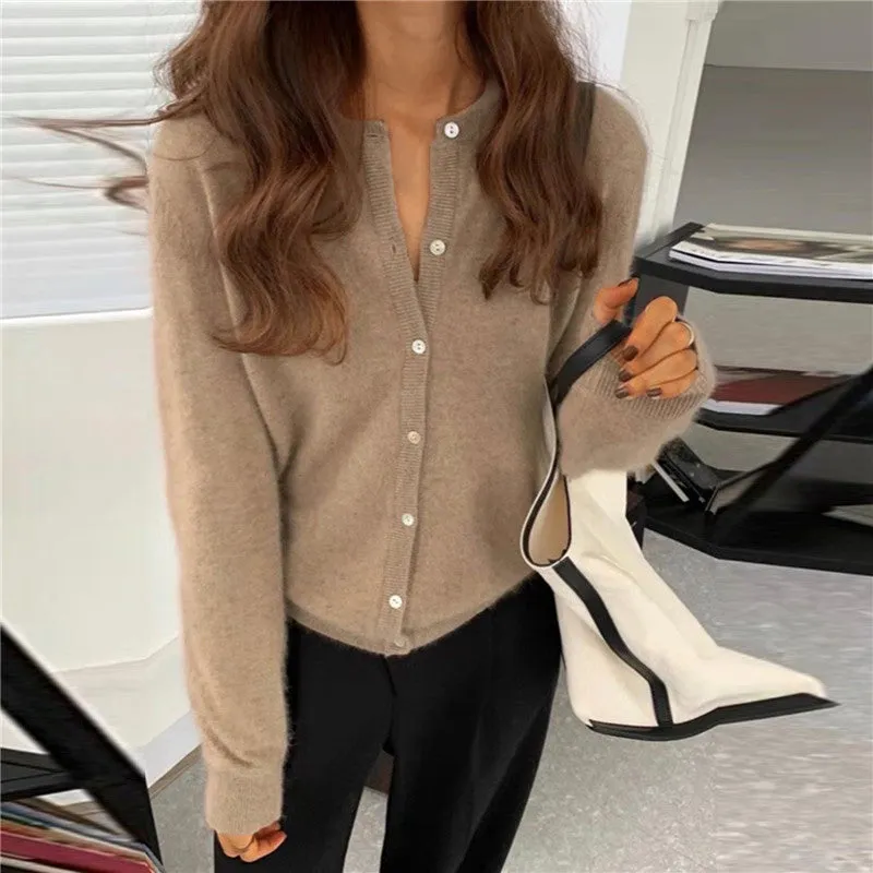 Knit Cardigan  Long Sleeve Crew-neck Sweater