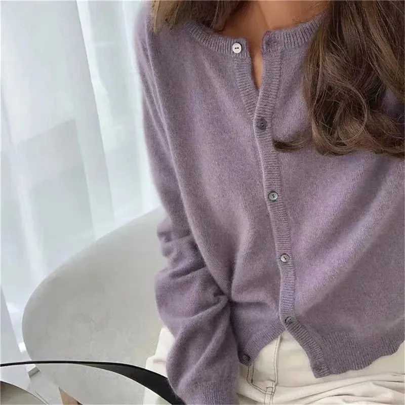 Knit Cardigan  Long Sleeve Crew-neck Sweater