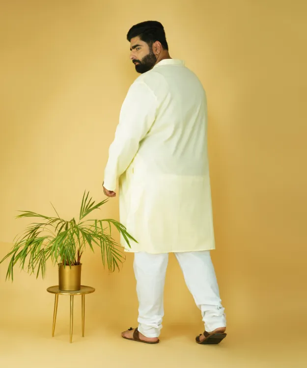 Lemon Yellow Colour Straight Cotton Kurta Set