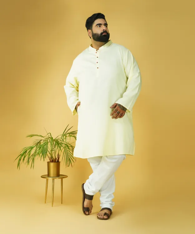 Lemon Yellow Colour Straight Cotton Kurta Set