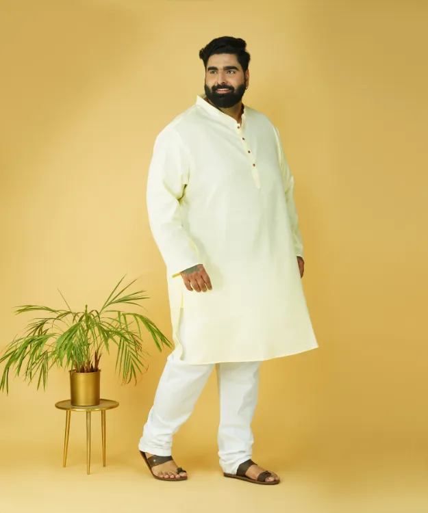 Lemon Yellow Colour Straight Cotton Kurta Set