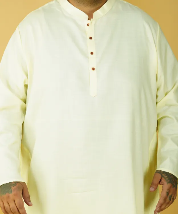 Lemon Yellow Colour Straight Cotton Kurta Set