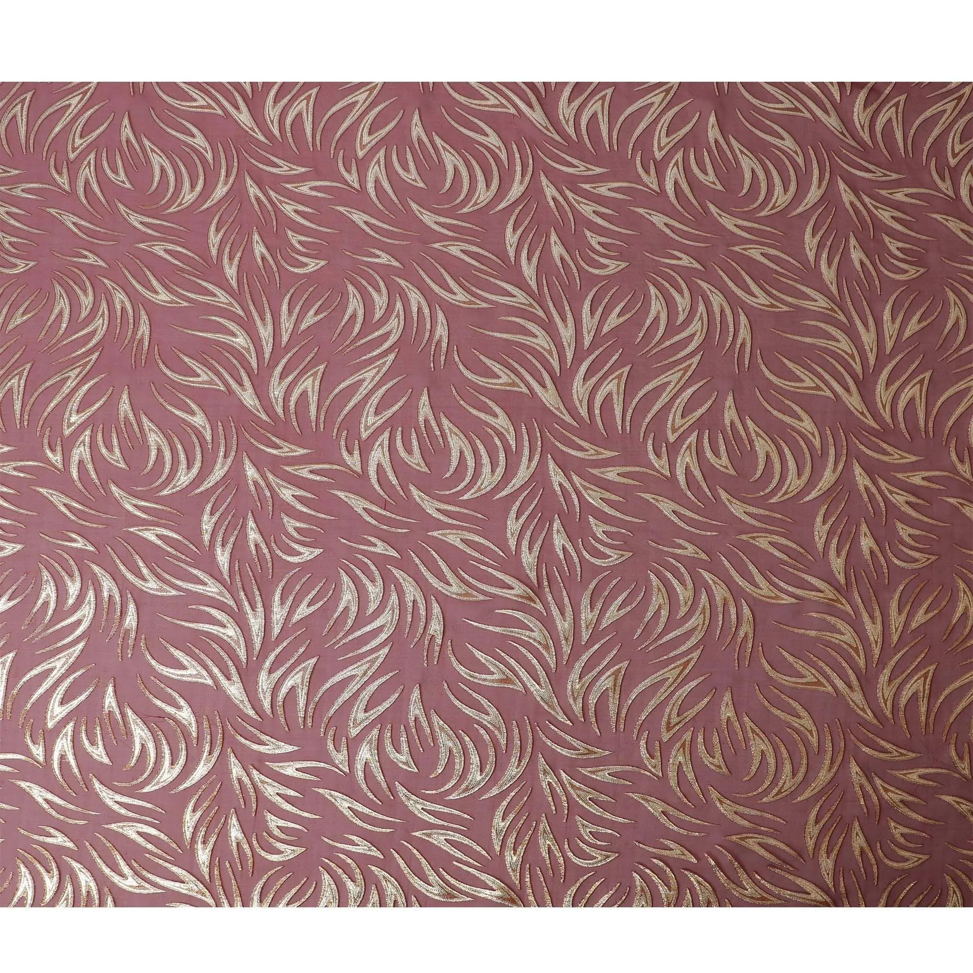 Maroon Premium pure silk chiffon fabric with gold metallic lurex in fancy design-D13273