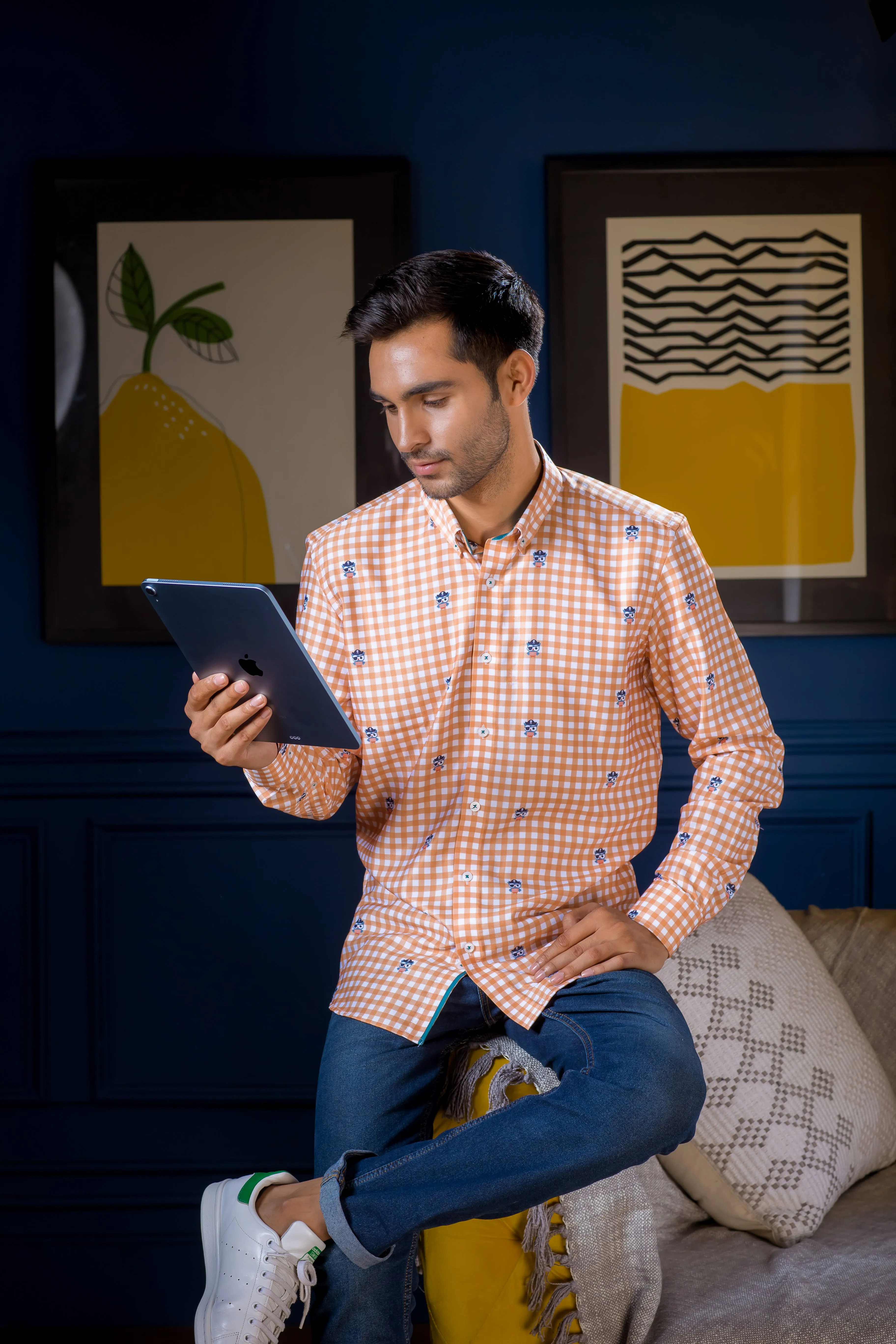 Mr. Checkered Owl - Cotton Twill Shirt