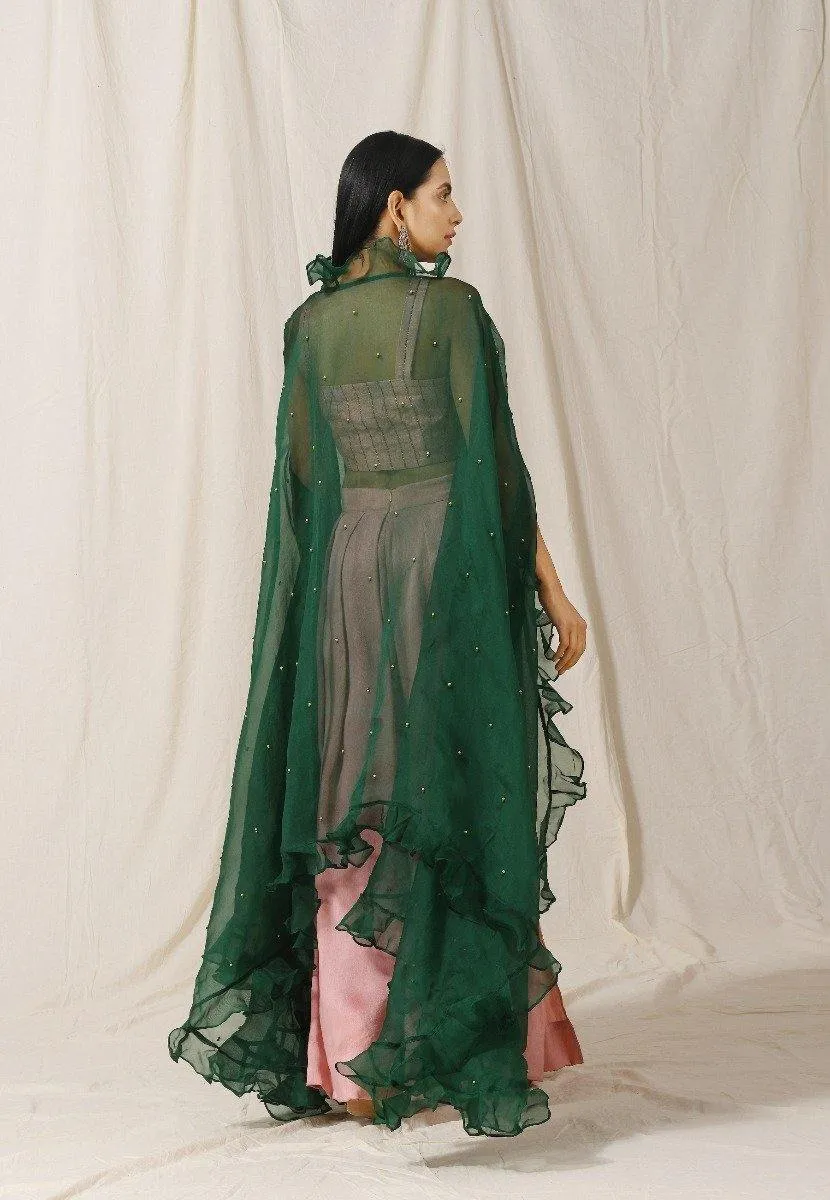 Onion Pink Palazzo with Emerald Cover-Up Set of 3