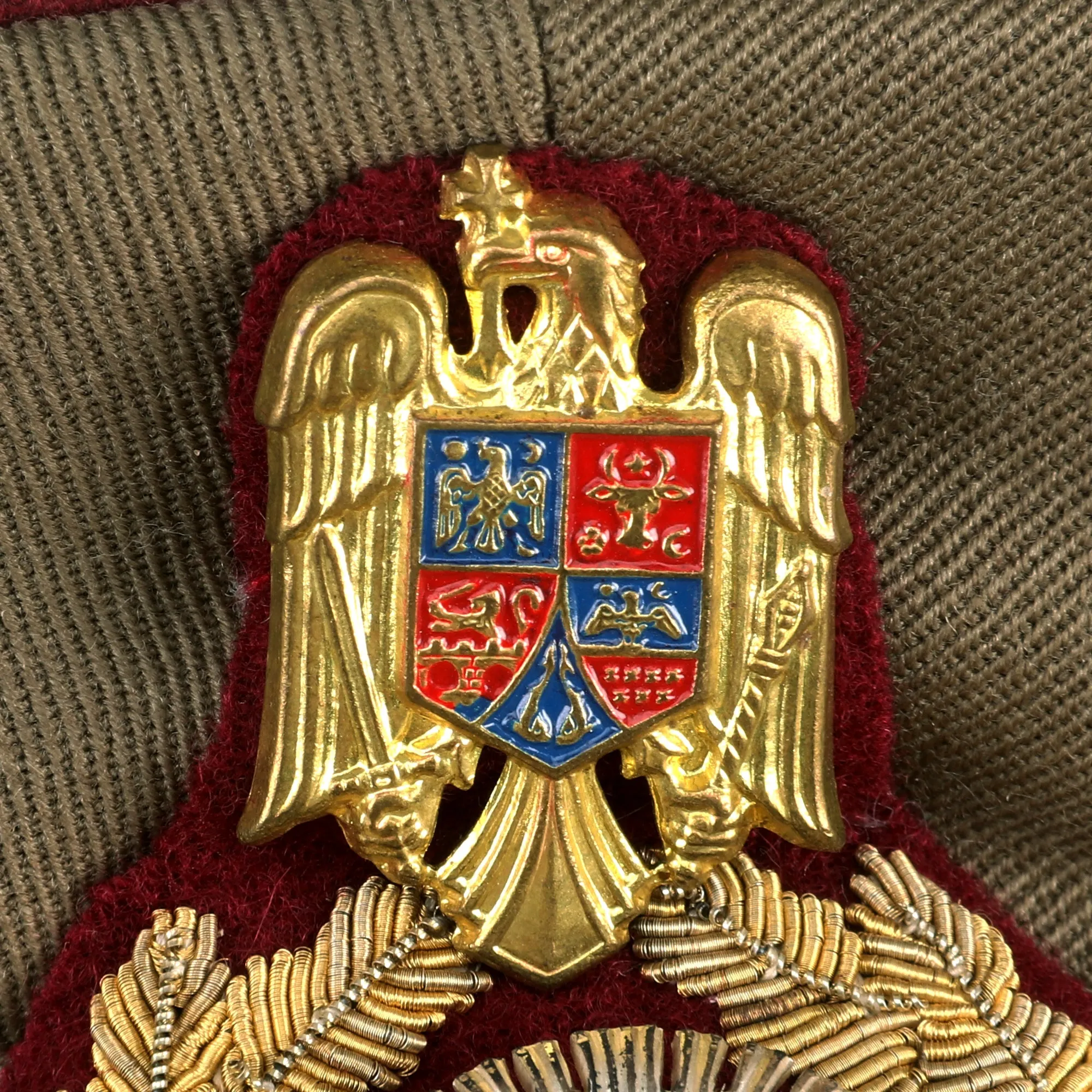 Original Romanian Army Land Forces “Military Medicine” General Officer Peaked Visor Cap With Original Applied Insignia - Circa 1992