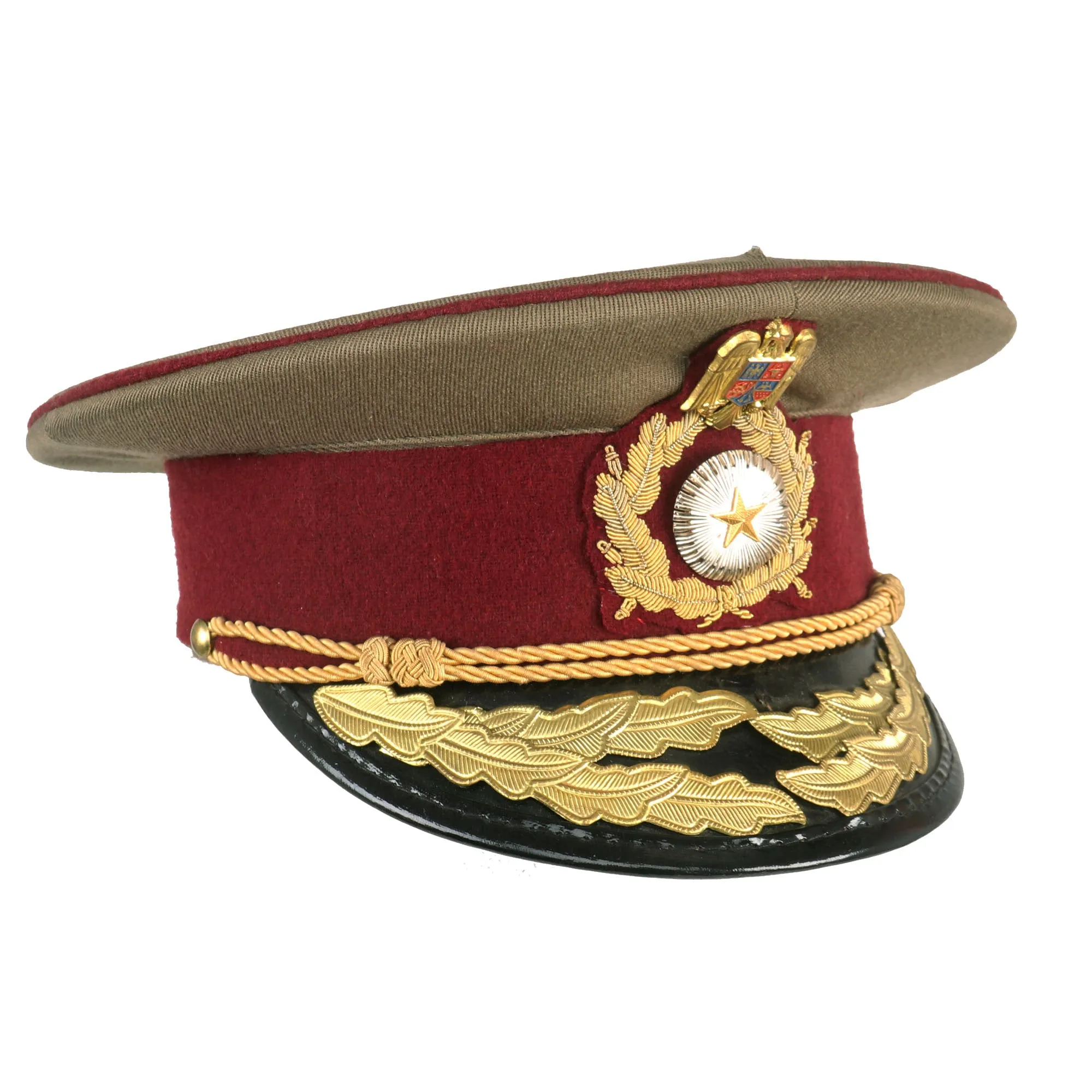 Original Romanian Army Land Forces “Military Medicine” General Officer Peaked Visor Cap With Original Applied Insignia - Circa 1992
