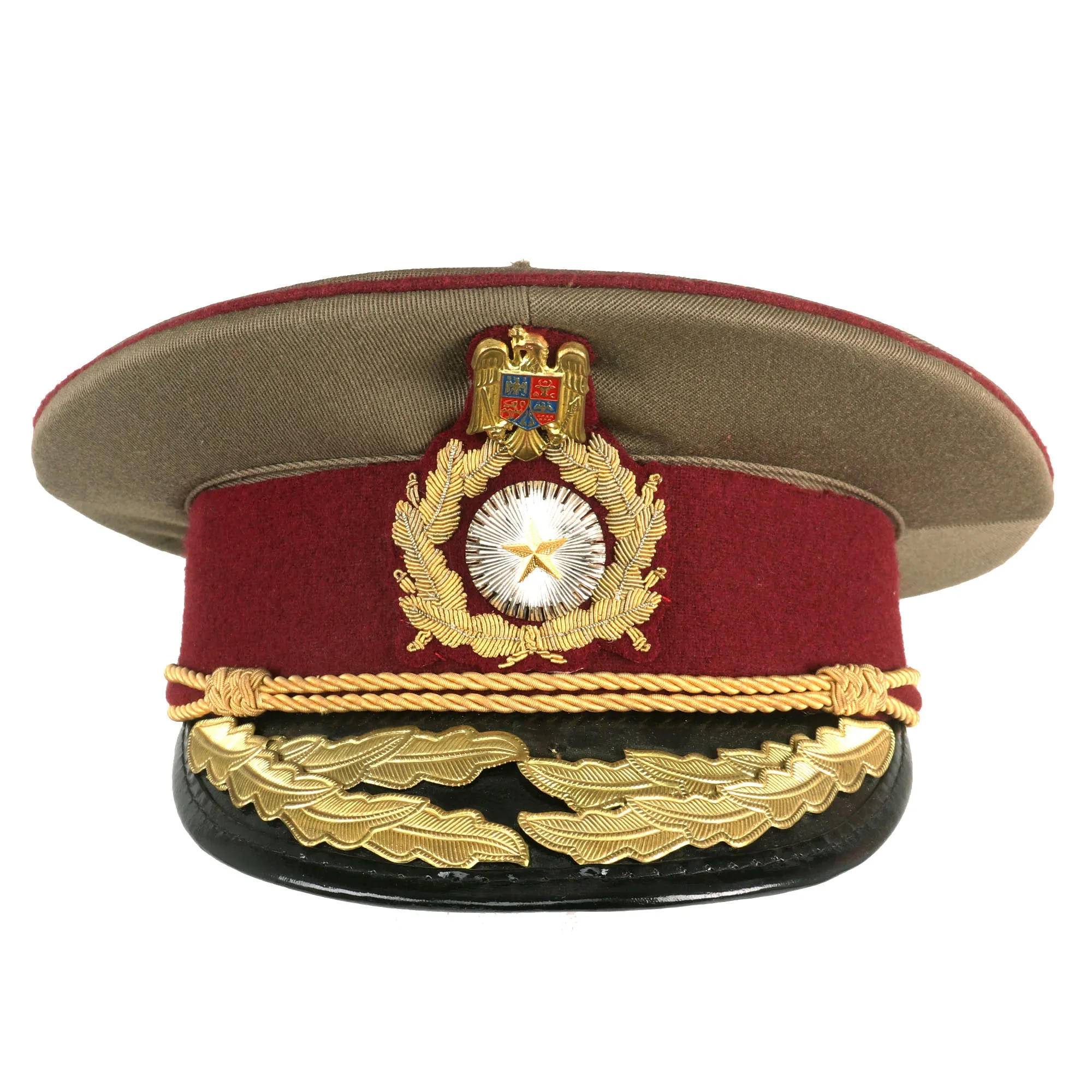 Original Romanian Army Land Forces “Military Medicine” General Officer Peaked Visor Cap With Original Applied Insignia - Circa 1992