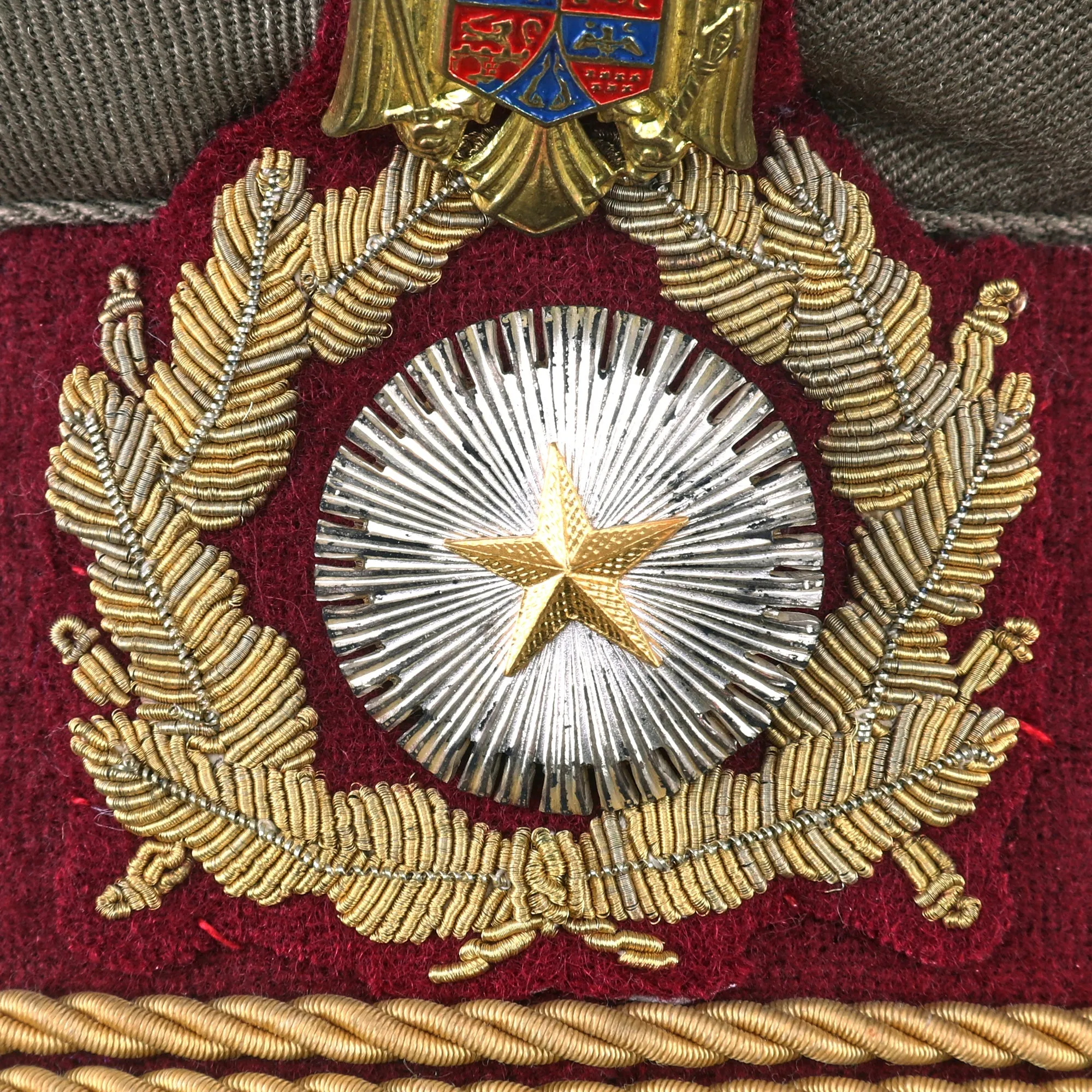 Original Romanian Army Land Forces “Military Medicine” General Officer Peaked Visor Cap With Original Applied Insignia - Circa 1992