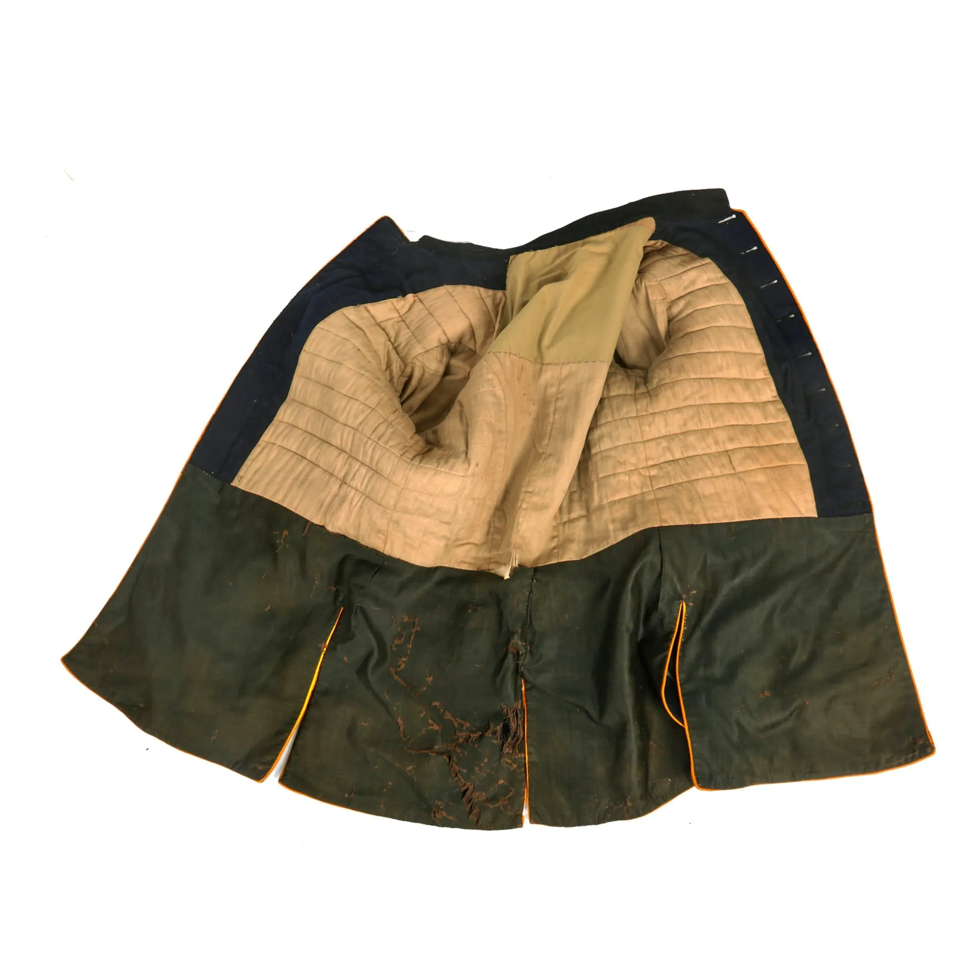 Original U.S. Indian Wars / Spanish-American War Cavalry Sergeant Uniform Set - Includes Blouse, Trousers, M1881 Blue Cloth Spike Helmet, Issued Horse Brush and Leg Gaitors