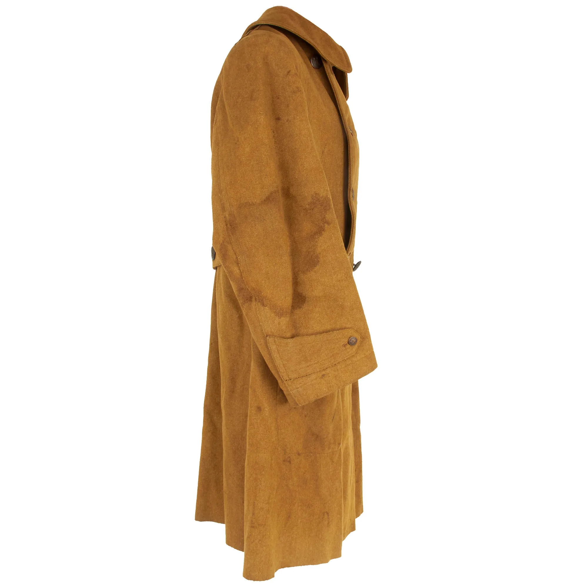 Original U.S. WWI Segregated 93rd Infantry Division Wool Greatcoat With Rare French Chain Stitched Shoulder Sleeve Insignia