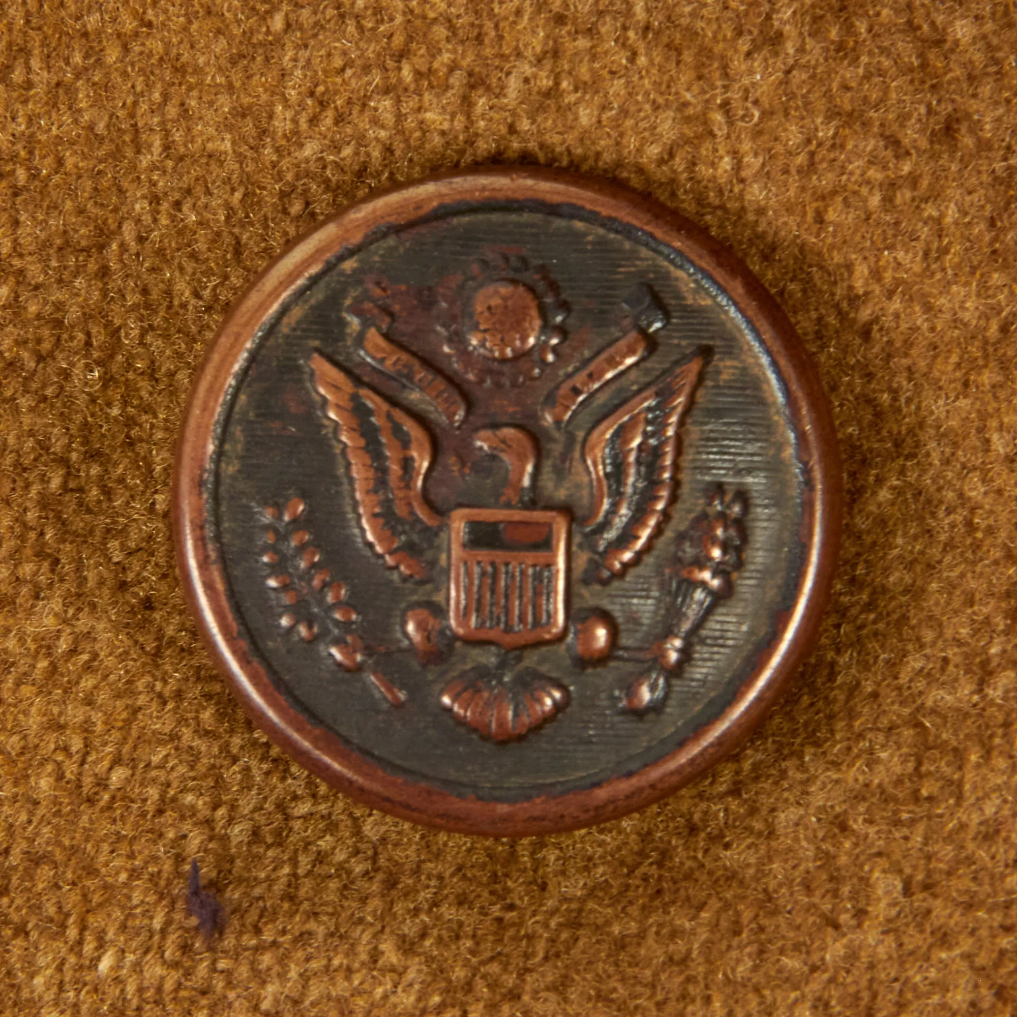 Original U.S. WWI Segregated 93rd Infantry Division Wool Greatcoat With Rare French Chain Stitched Shoulder Sleeve Insignia