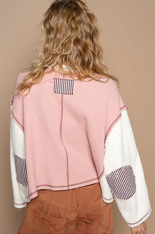 Oversized Thermal & Fleece Mix Top
