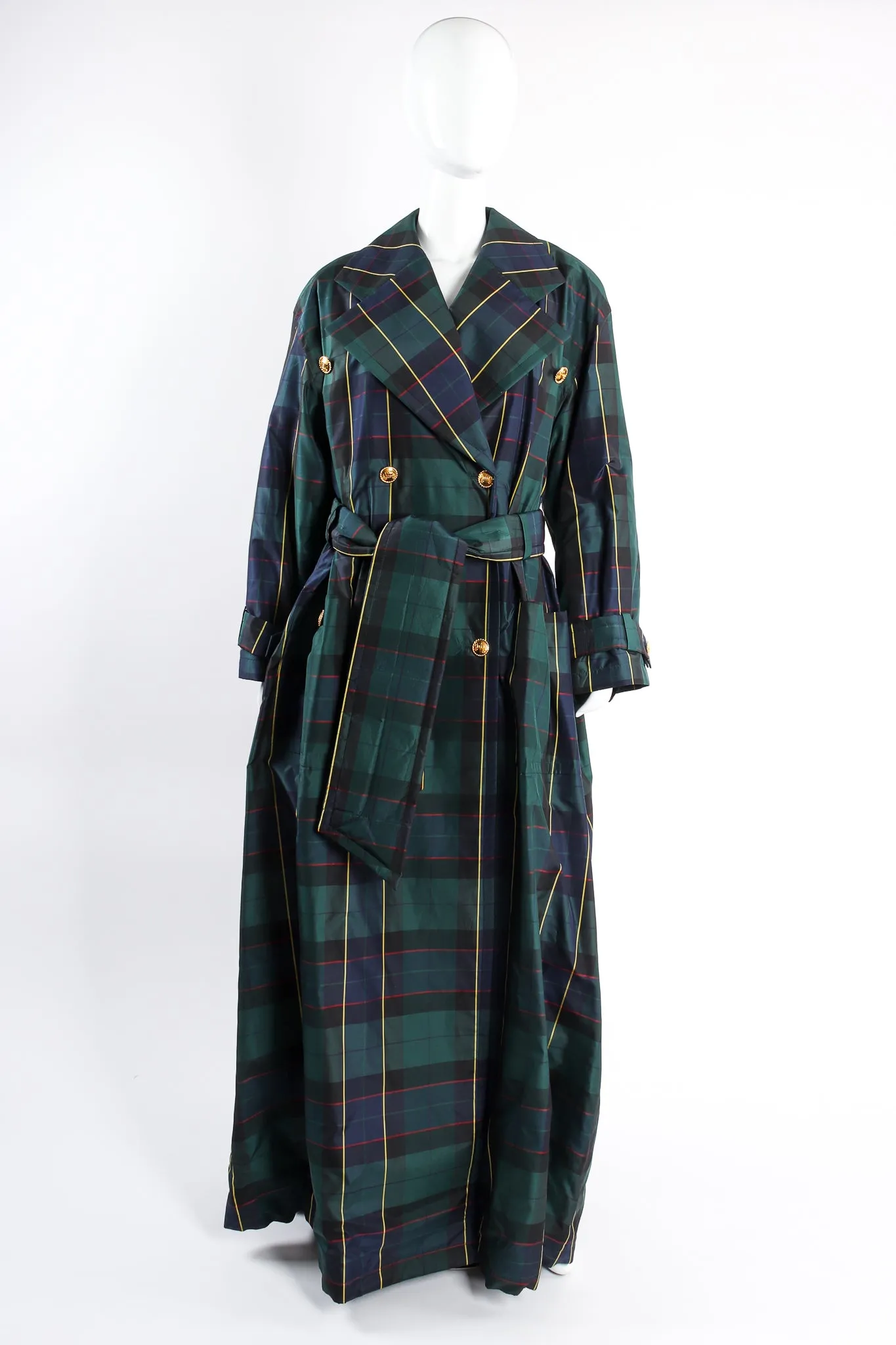 Plaid Taffeta Opera Trench Coat