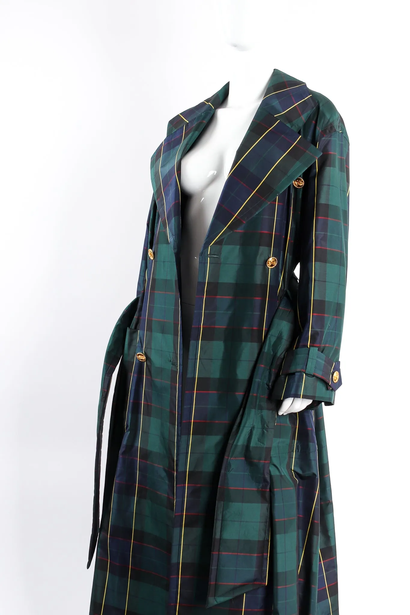 Plaid Taffeta Opera Trench Coat