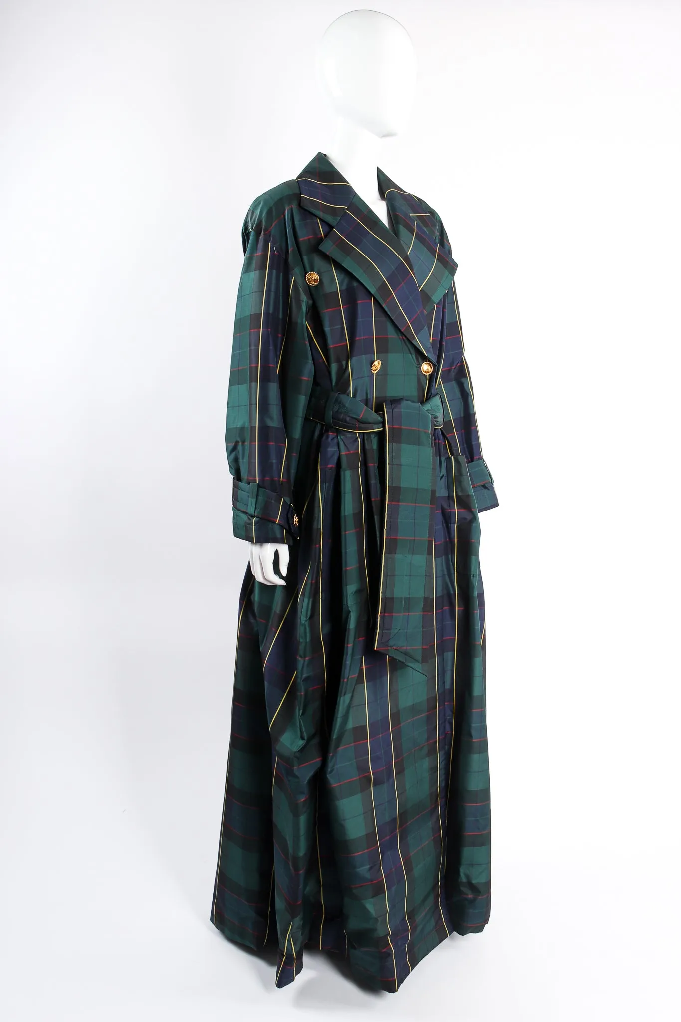 Plaid Taffeta Opera Trench Coat