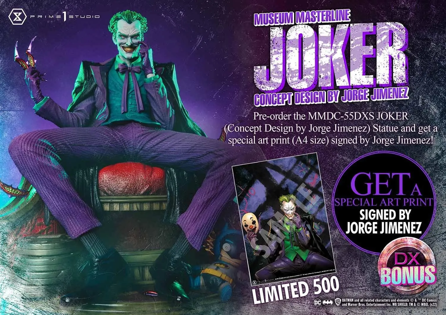 PRE-ORDER: Prime 1 Studio Museum Masterline Batman (Comics) The Joker (Concept Design by Jorge Jimenez) 1/3 Scale DX Bonus Version Statue