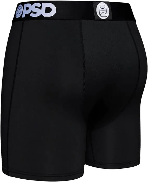 PSD Men's Solids Blk Mid Length 3-Pack Boxer Briefs