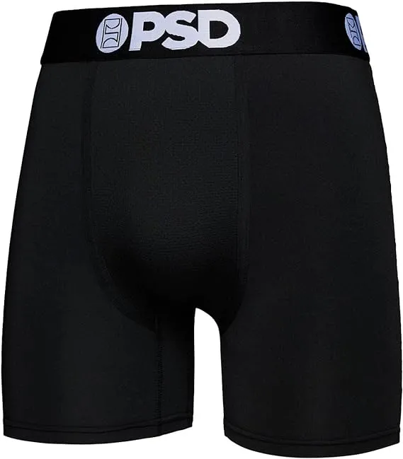 PSD Men's Solids Blk Mid Length 3-Pack Boxer Briefs