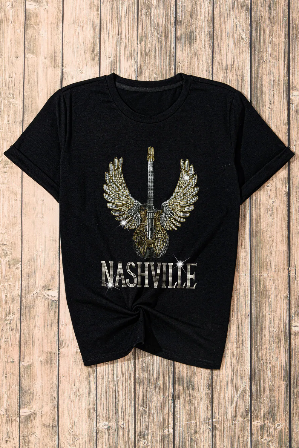 Rhinestone Guitar NASHVILLE Graphic T Shirt by Gothic Outlaws: Rock the Spotlight, Country Queen 🎸✨🤠