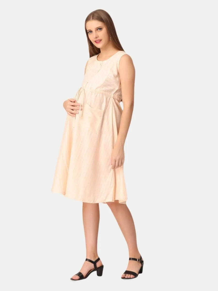 Sandal Shimmer Yarn Dyed Stripe Maternity and Nursing Dress