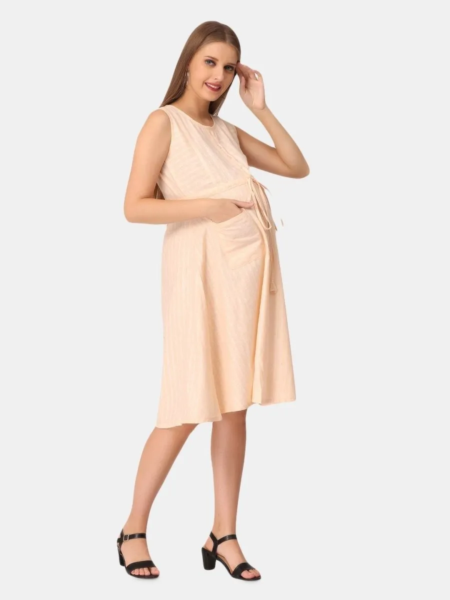Sandal Shimmer Yarn Dyed Stripe Maternity and Nursing Dress