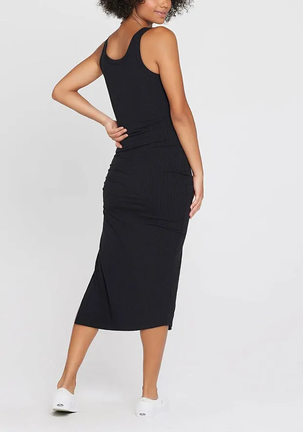 SANDPIPER Ribbed Midi Dress in Black