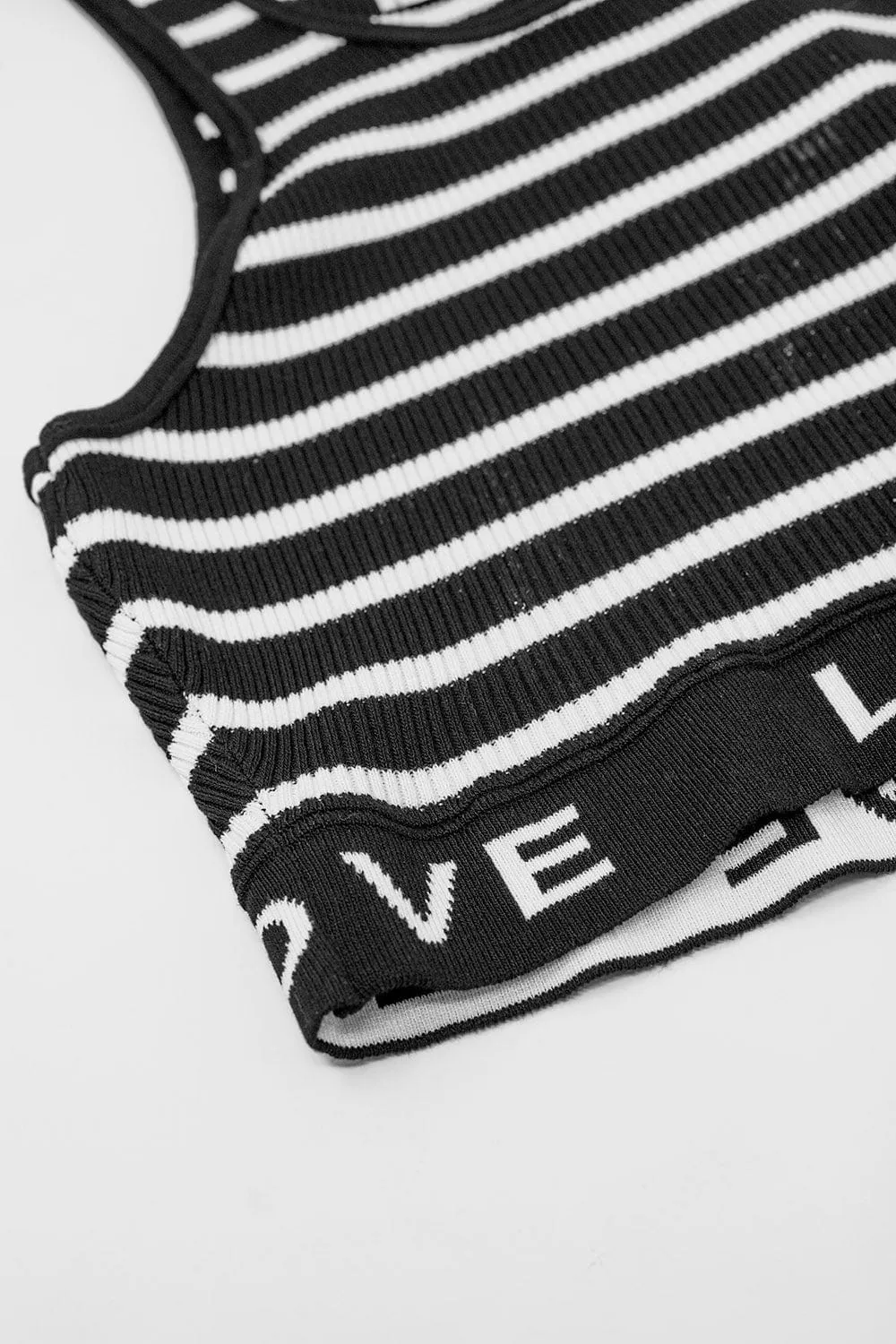 Striped Cropped Top With Love Text In Black