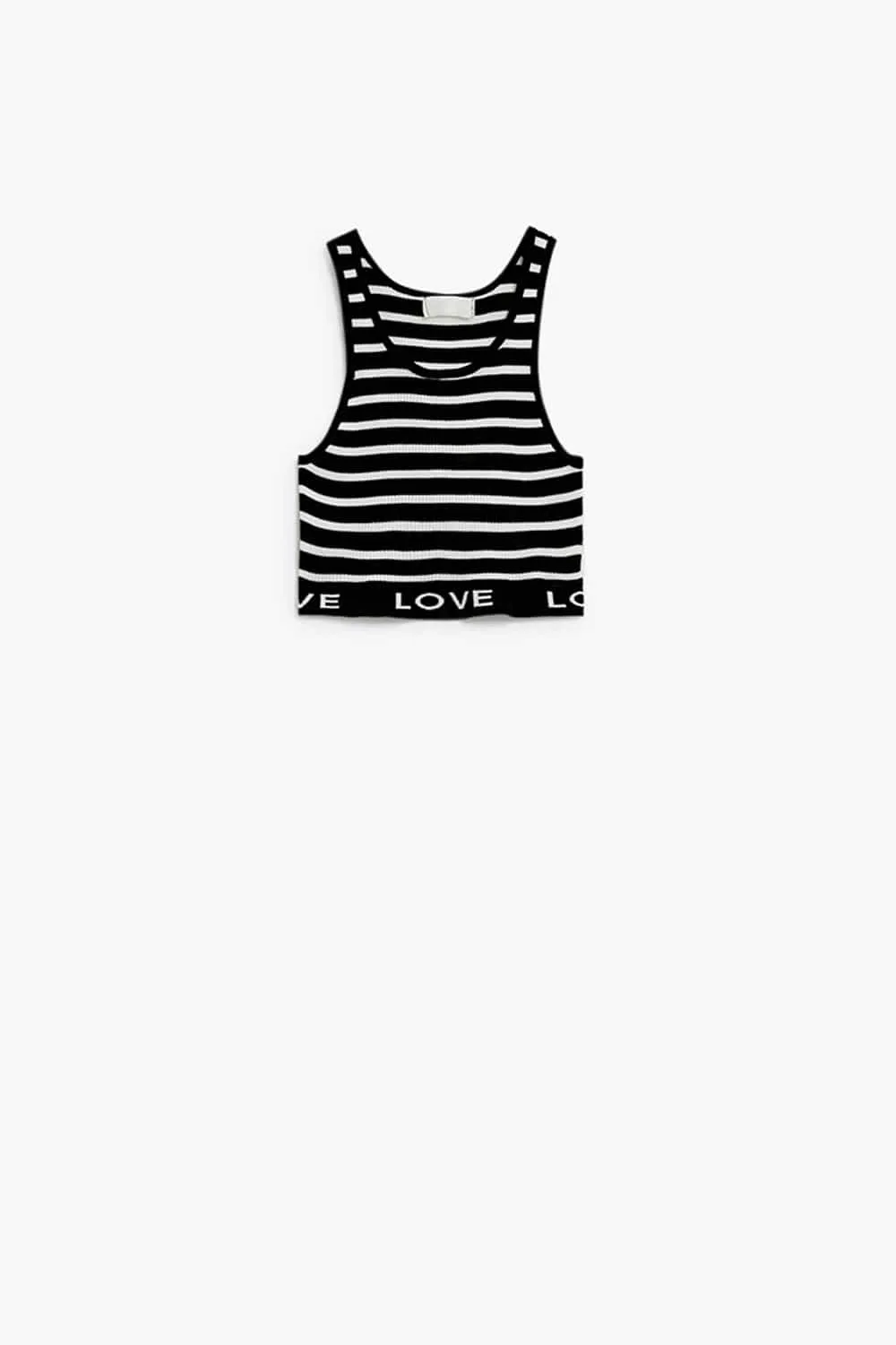 Striped Cropped Top With Love Text In Black