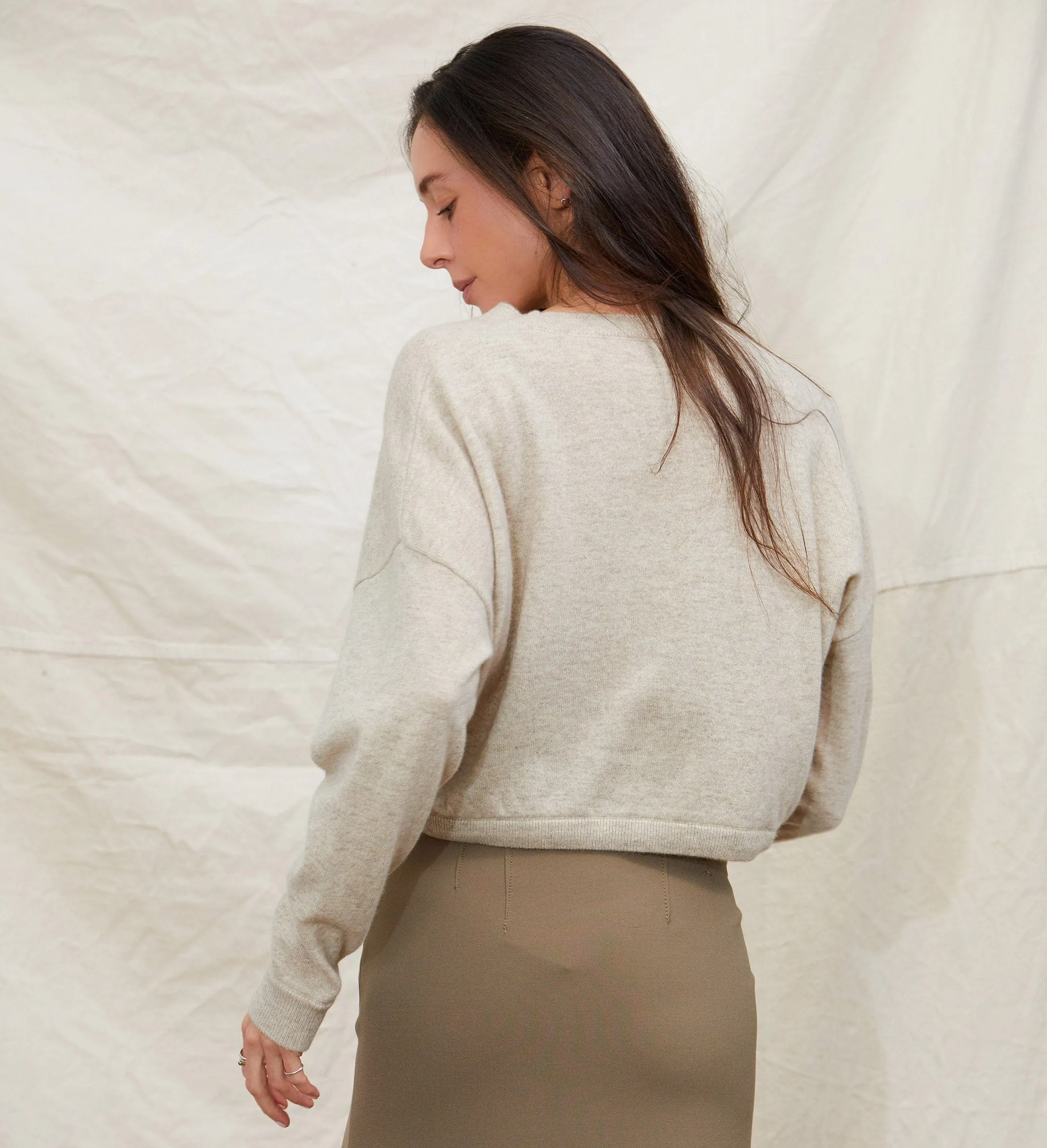 The Cropped Cashmere Sweater with Drawstring Waist