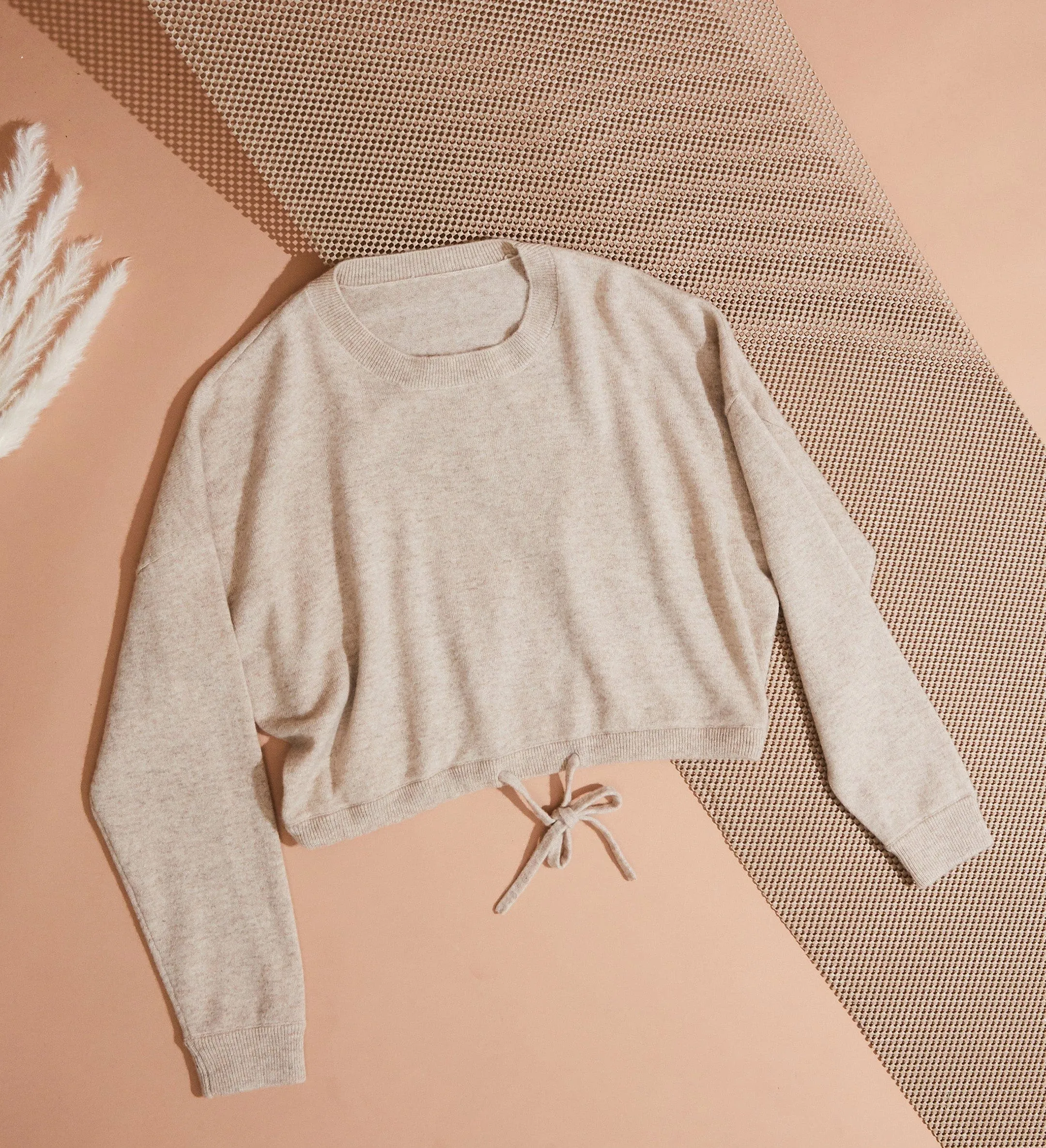 The Cropped Cashmere Sweater with Drawstring Waist