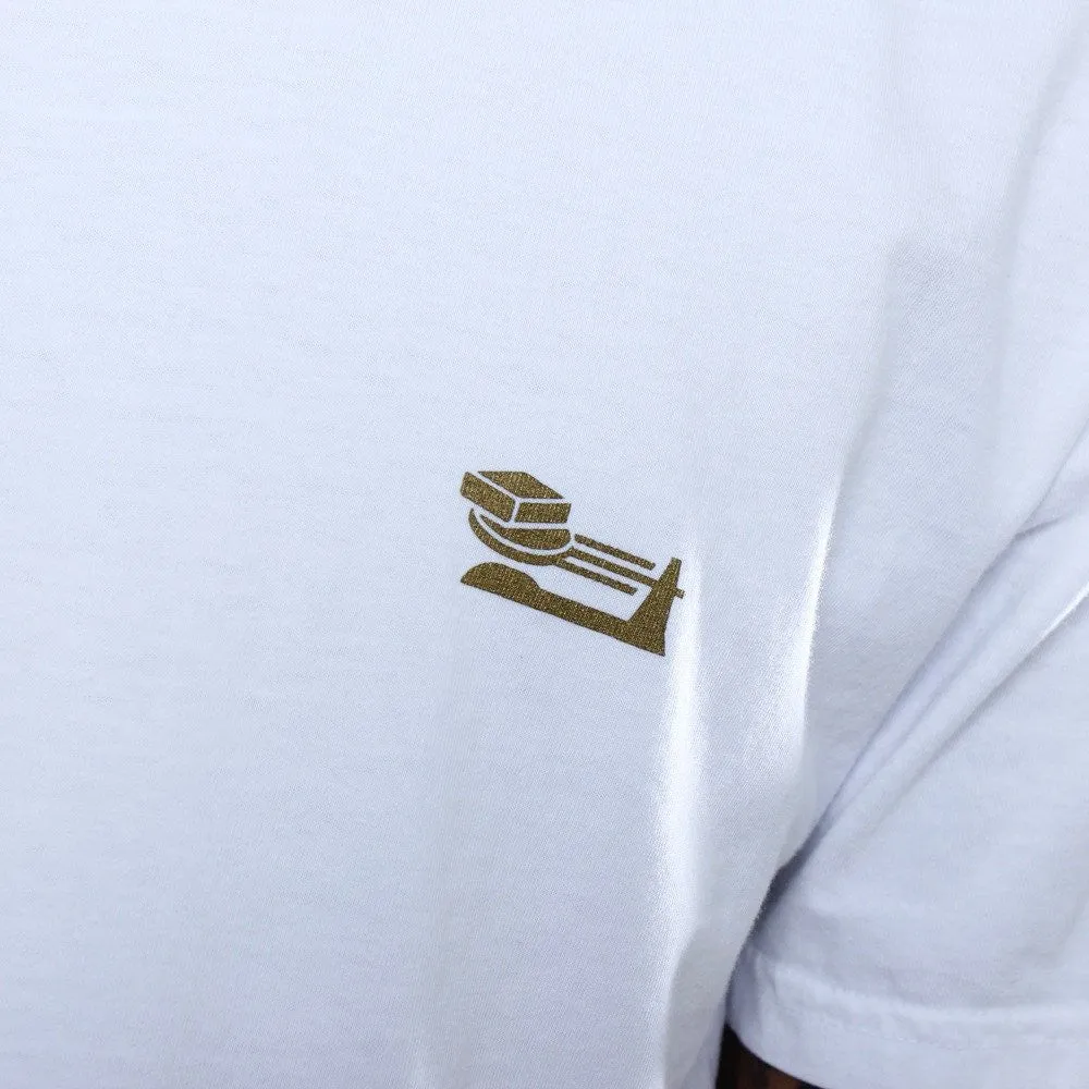 Triple Beam Long Line T-Shirt White