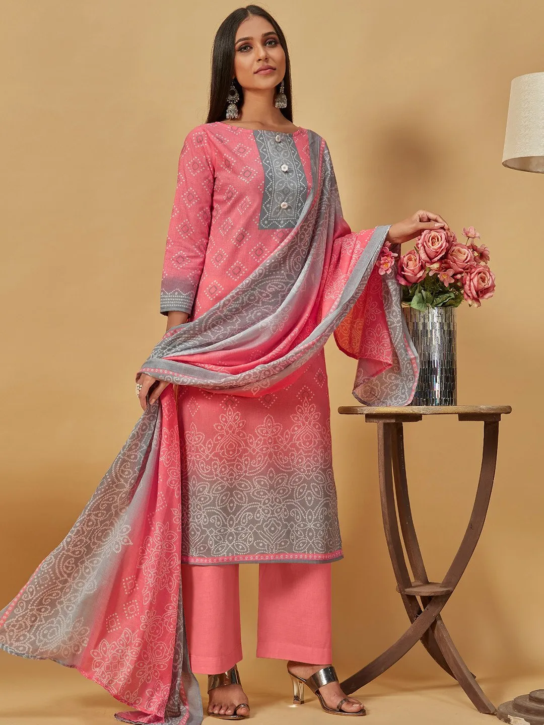 Un-Stitched Cotton Printed Suit with Dupatta for Ladies