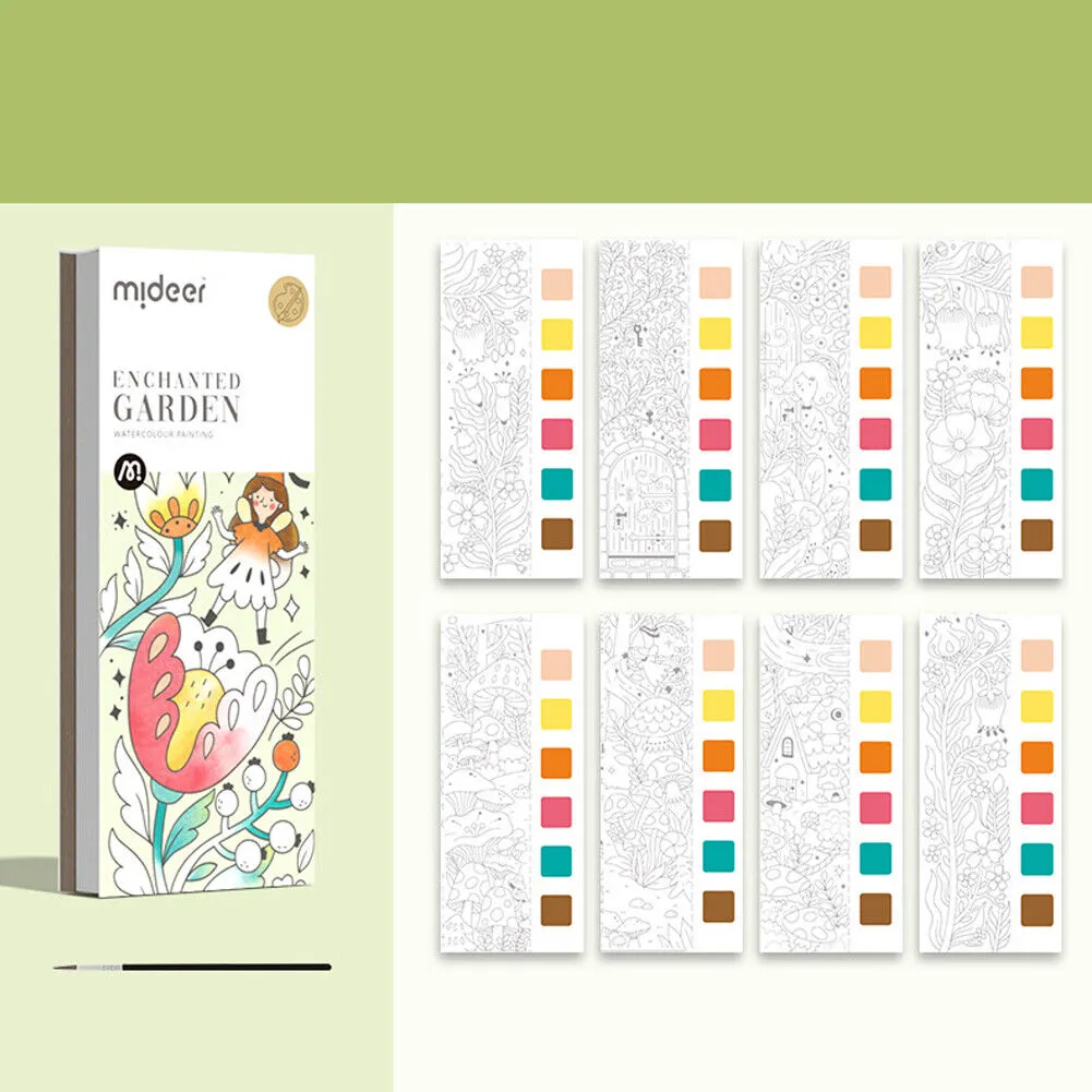 US 1-2 Pc Pocket Watercolor Painting Book with Paints & Brush Paint Fun 20 Pages
