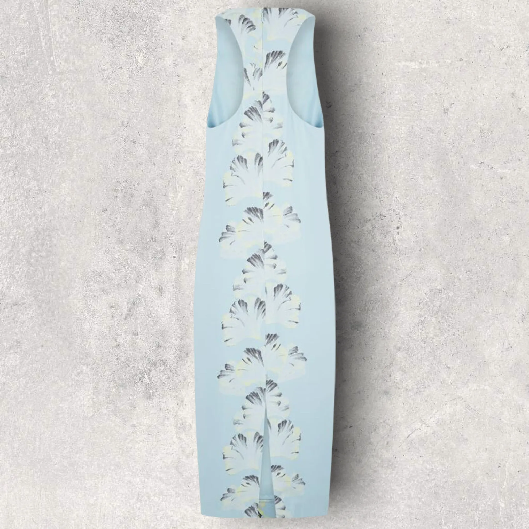 Whistles Blue Palm Print Longline Midi Dress UK 12 US 8 EU 40