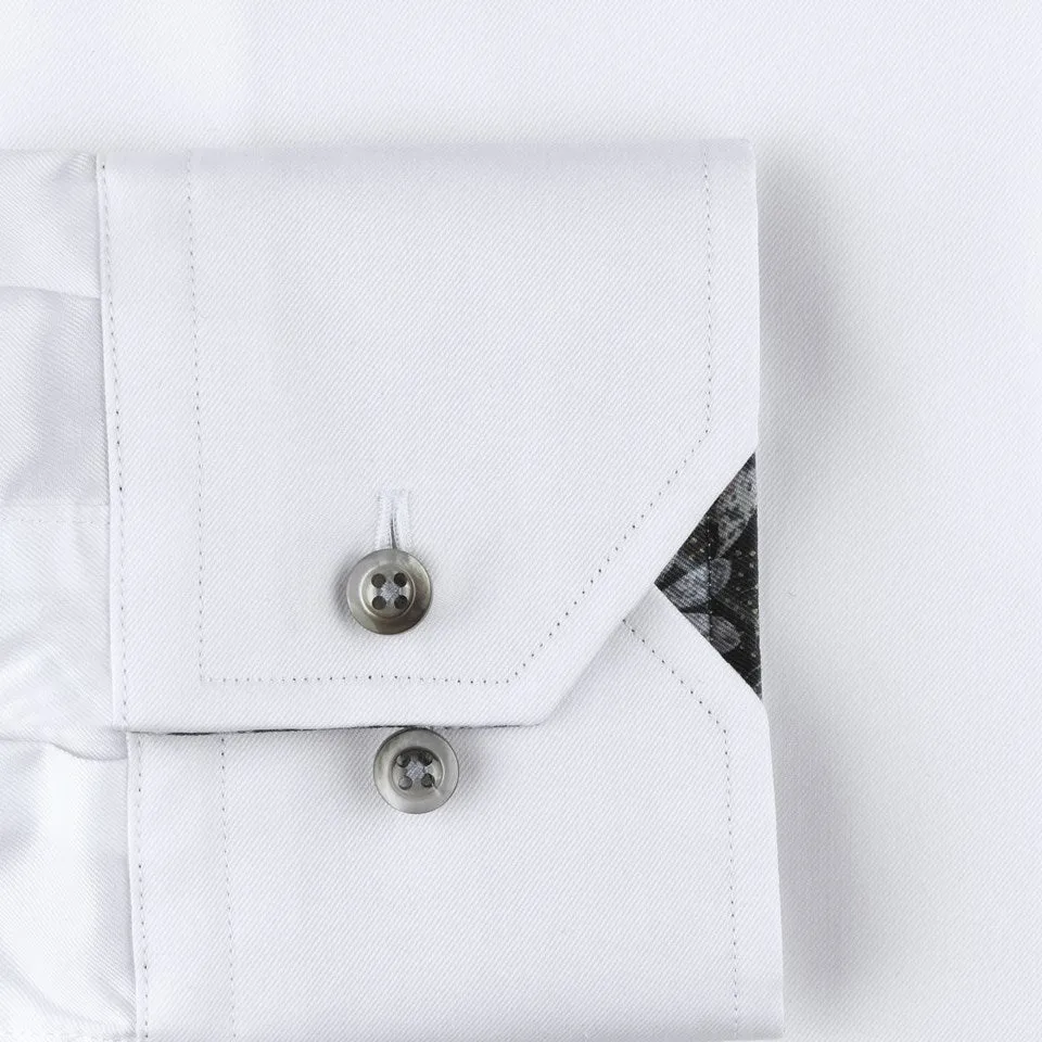White Contrast Twill Slimline Shirt - Stenströms