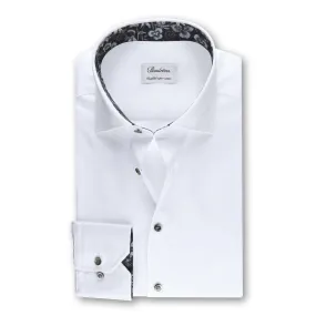 White Contrast Twill Slimline Shirt - Stenströms