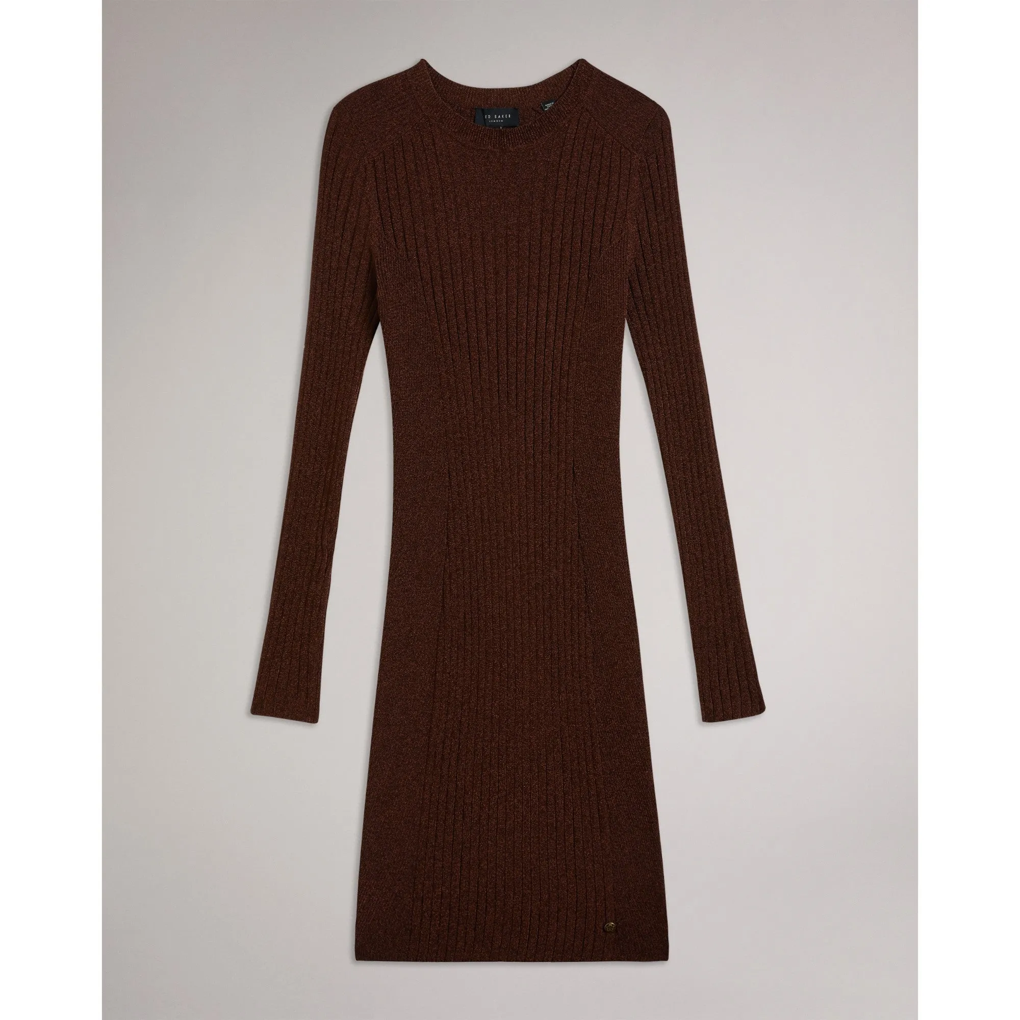 Women Wmd-Nichola-Metallic Bodycon Knit Dress - Camel