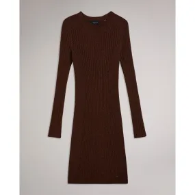 Women Wmd-Nichola-Metallic Bodycon Knit Dress - Camel