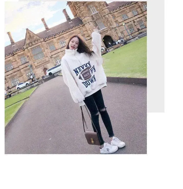 Women's Loose And Thin Mid-length Lamb Wool Sweater Coat