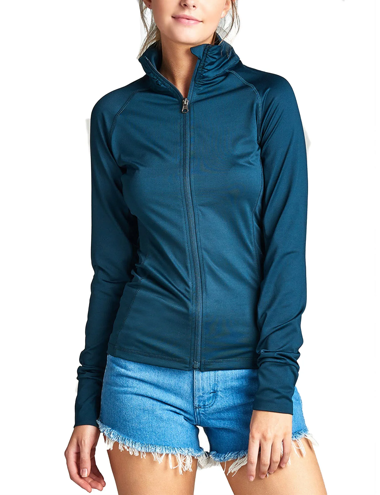 Womens Performance Zip Up Stretchy Work Out Track Jacket